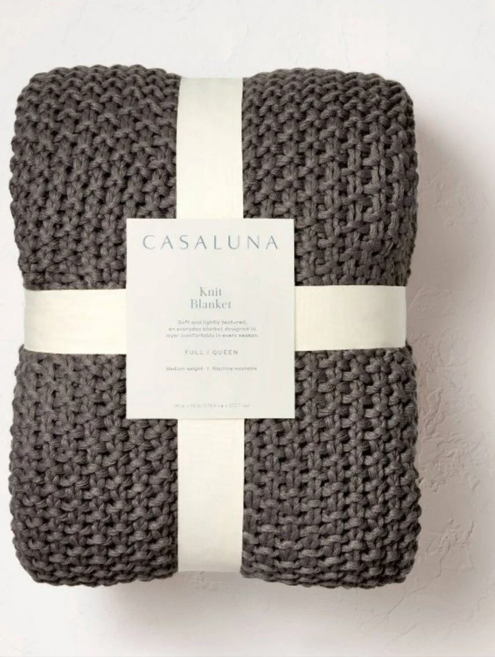 Casaluna Full/Queen Chunky Knit Throw Blanket - Dark Gray